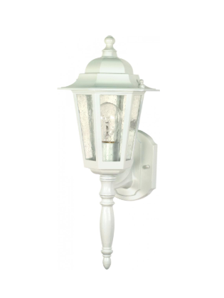 Nuvo 60-985 Cornerstone - 1 Light 18"Wall Lantern with Clear Seeded Glass - White Finish
