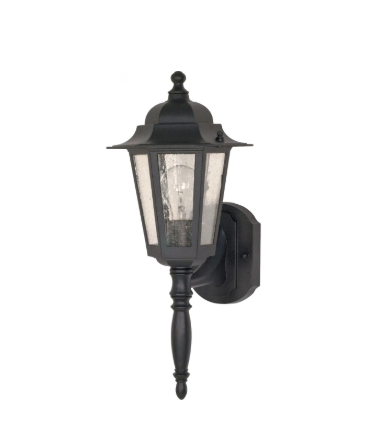 Nuvo 60-987 Cornerstone - 1 Light 18"Wall Lantern with Clear Seeded Glass - Textured Black Finish