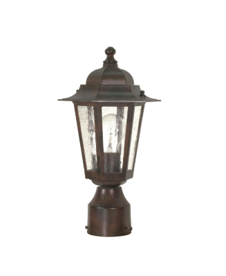 Nuvo 60-995 Cornerstone - 1 Light 14" Post Lantern with Clear Seeded Glass - Old Bronze Finish