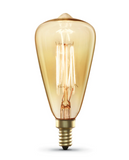 Feit Electric 60ST15C T15 E12 Dimmable Filament Amber Glass Vintage Edison Incandescent Light Bulb, Color Temperature 2200K, Wattage 60W, Warm White Finish