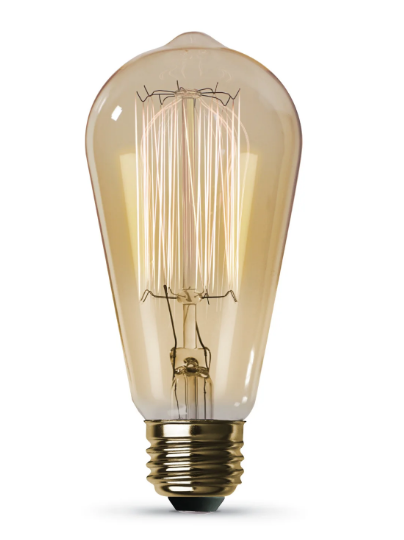 Feit Electric 60ST19 T15 E12 Dimmable Filament Amber Glass Vintage Edison Incandescent Light Bulb, Color Temperature 2100K, Wattage 60W, Warm White Finish