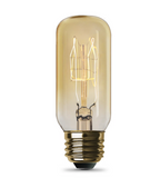Feit Electric 60T12 T12 E26 Dimmable Filament Amber Glass Vintage Edison Incandescent Light Bulb, Color Temperature 2200K, Wattage 60W, Warm White Finish