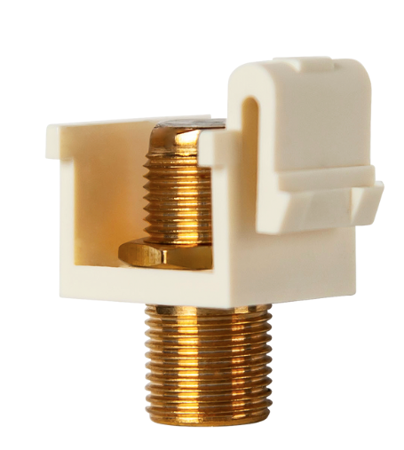 Enerlites 6101-LA Female To Female Gold F-Type Coupler Bulkhead, Light Almond