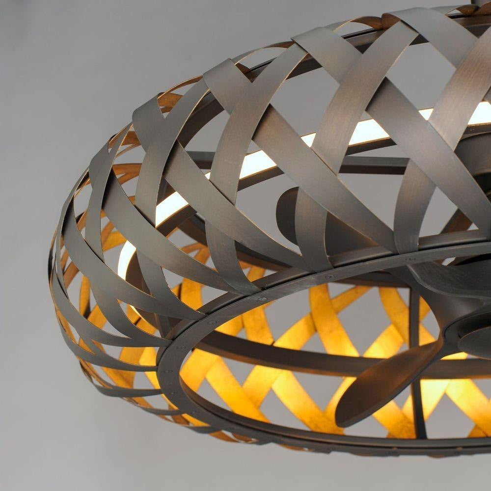 Maxim Lighting 61010BZGTGLD Weave Fandelight Bronze Gilt and Gold Leaf close-up detail