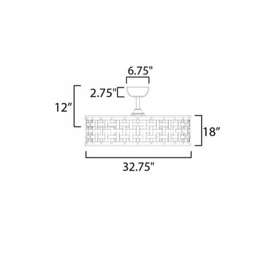 Maxim Lighting 61016BZGT Portcullis Fandelier - Dimension Diagram (32.75" W x 18" H)