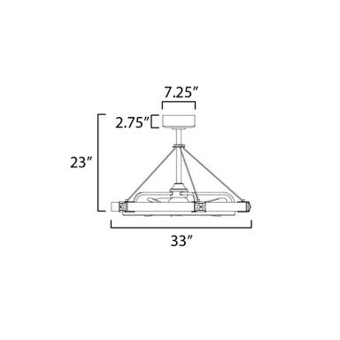 Maxim Lighting 61019BCBKGLD Jewel LED Fandelight - Dimensions Diagram 33 inch Width 23 inch Height