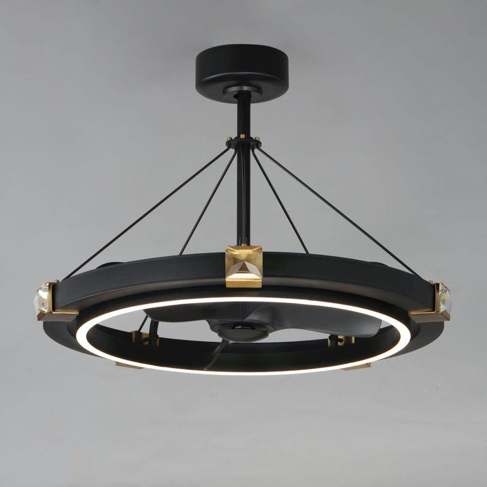 Maxim Lighting 61019BCBKGLD Jewel LED Fandelight - Illuminated Angle View Showing LED Ring