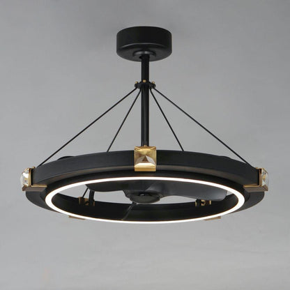 Maxim Lighting 61019BCBKGLD Jewel LED Fandelight - Illuminated Angle View Showing LED Ring
