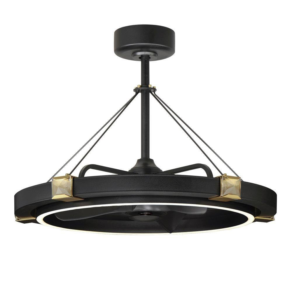 Maxim Lighting 61019BCBKGLD Jewel LED Fandelight in Black with Gold Crystal Accents - Main View on White Background