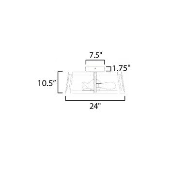 Maxim Lighting 61022WTBKNAB Darling Fandelier - Dimensions Diagram: 24 inch Wide, 10.5 inch Tall