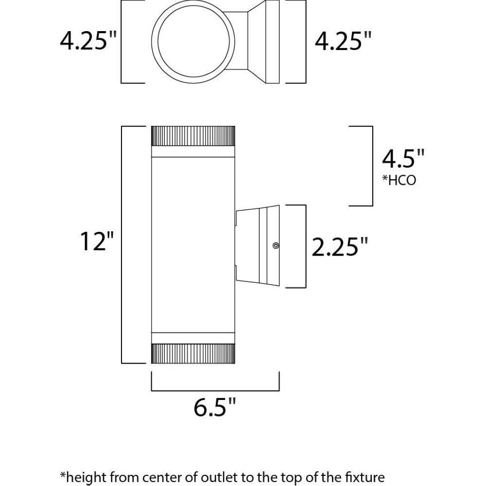 Maxim Lighting 6112ABZ Lightray Outdoor Wall Sconce Dimensions Diagram
