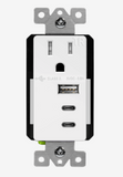 Enerlites 61150-A2C5-CU-W Interchangeable Type A and Dual Type-C USB Charger W/15A Tamper-Resistant Receptacle