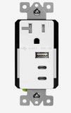 Enerlites 661200-A2C5-CU-W Interchangeable Type A and Dual Type-C USB Charger W/20A Tamper-Resistant Receptacle