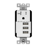 Enerlites 61200-TR3USB-CU-W Interchangeable Triple USB Tamper Resistant 20A Single Receptacle, White