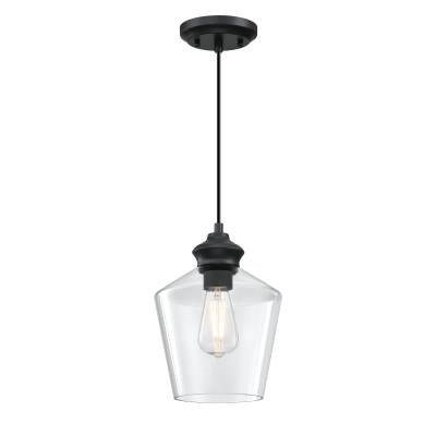 Westinghouse Lighting 6132600 Ramsey matte black mini pendant with clear glass shade