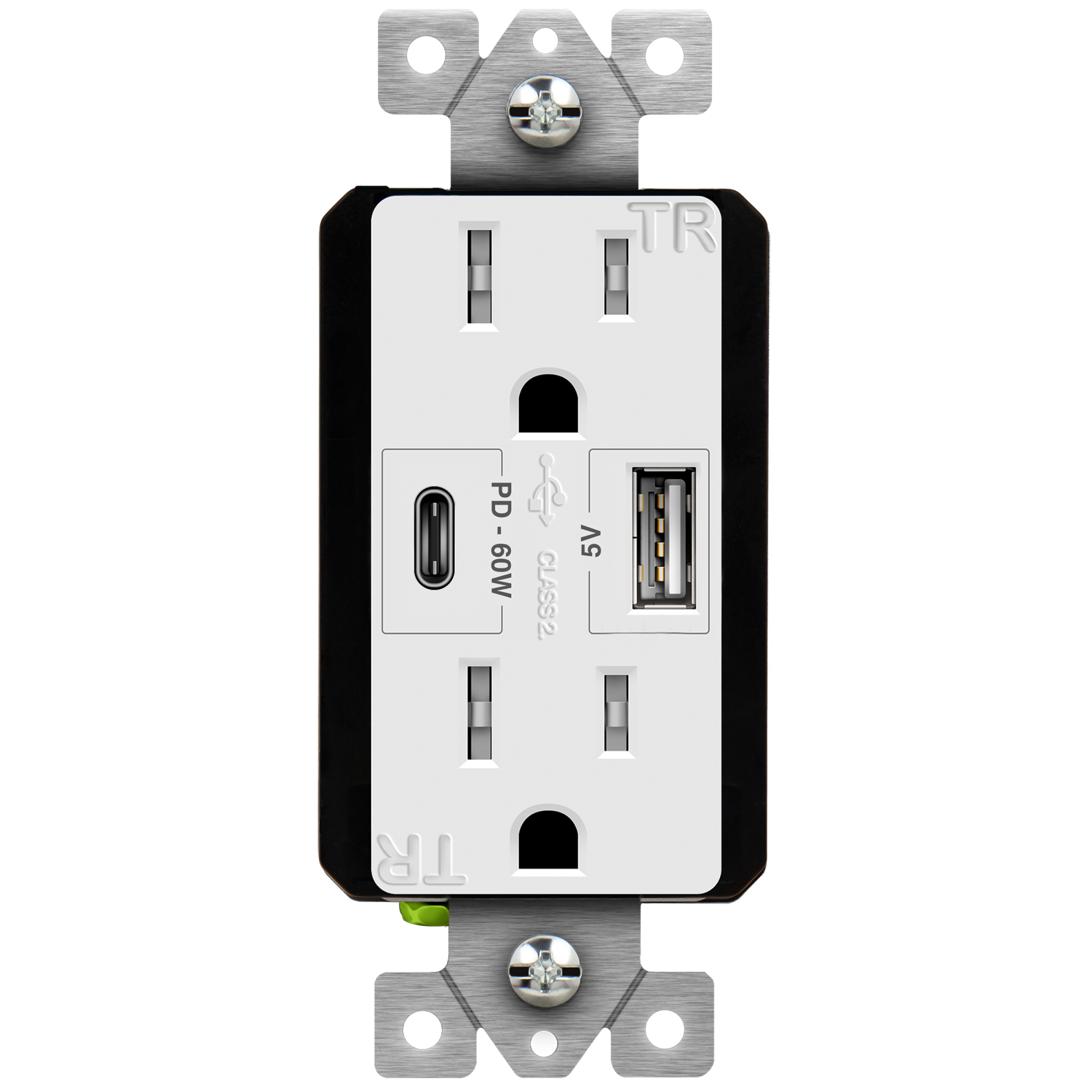 Enerlites 61501-1A1C-PD60-W 60W Power Delivery W/ 15A Tamper Resistant Receptacle, White