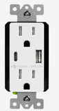 Enerlites 61501-1A1C5-W USB Outlet, USB-C and USB-A, 30W Power Delivery, Tamper-Resistant 15A Duplex Receptacles