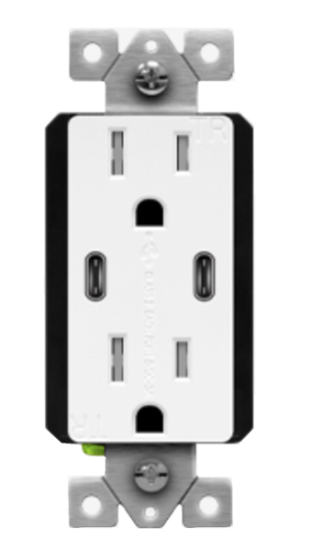 Enerlites 61501-2C3-W 15 Ampere Dual USB Outlet Type C Tamper Resistant Duplex Receptacle, White