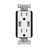 Enerlites 61501-TR2USB-CC-W Dual USB Charger 15A Duplex Tamper Resistant Receptacle, White