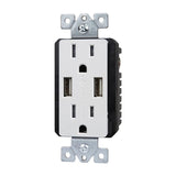 Enerlites 61501-TR2USB-S-W Dual USB Type-A Charger 15A Duplex Tamper Resistant Receptacle, White