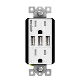 Enerlites 61501-TR3USB-CC-GY Triple USB Charger 15A Duplex Tamper Resistant Receptacle, Gray