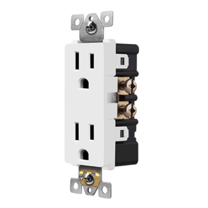 Enerlites 61501-W Residential Grade 15A Self-Grounding Duplex Receptacle, White