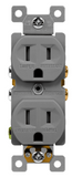 Enerlites 61580-GY 15 Amp Residential Grade Duplex Receptacle, Gray Finish