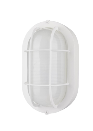 Nuvo 62-1388 LED Small Oval Bulk Head Fixture; White Finish with White Glass