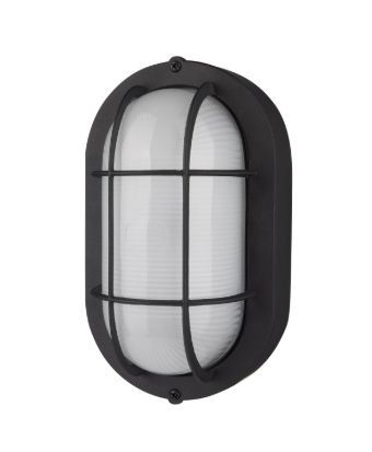 Nuvo 62-1389 LED Small Oval Bulk Head Fixture; Black Finish with White Glass