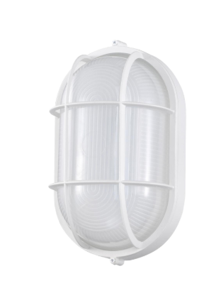 Nuvo 62-1390 LED Large Oval Bulk Head Fixture; White Finish with White Glass