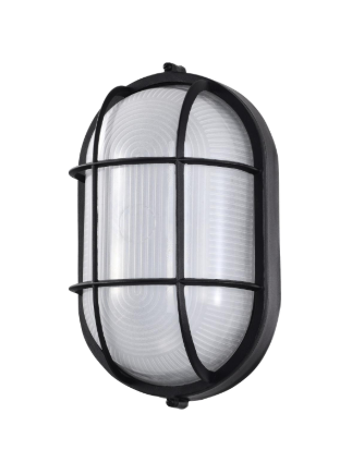 Nuvo 62-1391 LED Large Oval Bulk Head Fixture; Black Finish with White Glass