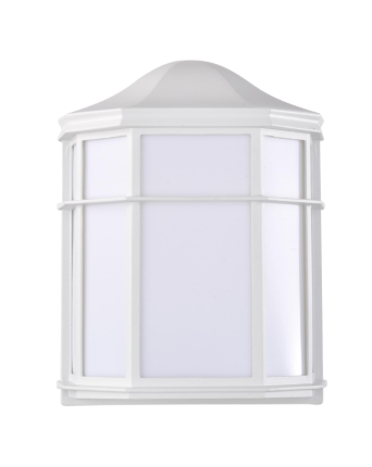 Nuvo 62-1396 LED Cage Lantern Fixture; White Finish with White Linen Acrylic