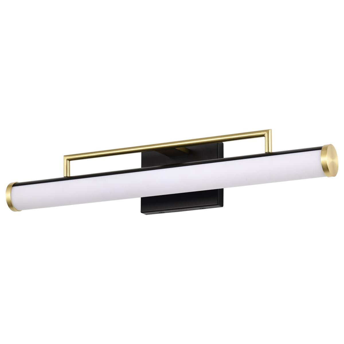 Nuvo 62-1538 Solano LED Medium Vanity, Matte Black & Brushed Brass, 26W, Soft White, Dimmable