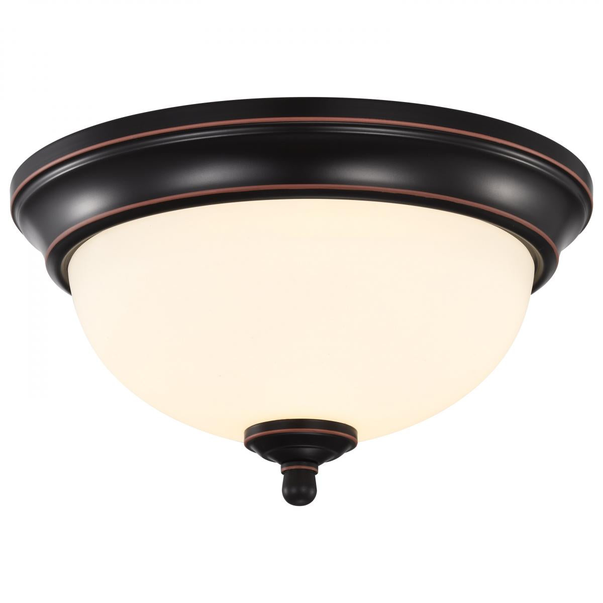 Nuvo 62-1558 19W 13" LED Flush Mount, Mahogany Bronze, 3000K, Dimmable, Frosted Glass