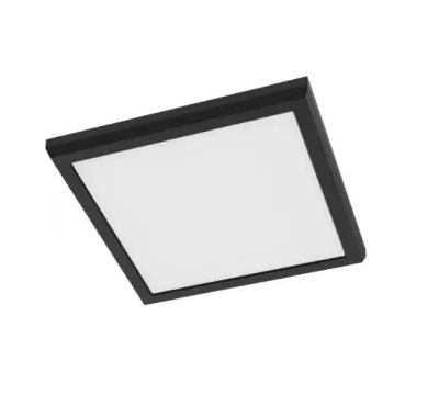 Nuvo 62-1925 9-in Square Blink Performer Fixture, Wattage 11W, Lumens 1100 lm, Voltage 120V, Multi-Color Temperature, Black