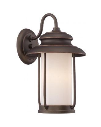 Nuvo 62-631 Bethany - LED Small Wall Lantern with Satin White Glass - Mahogany Bronze Finish