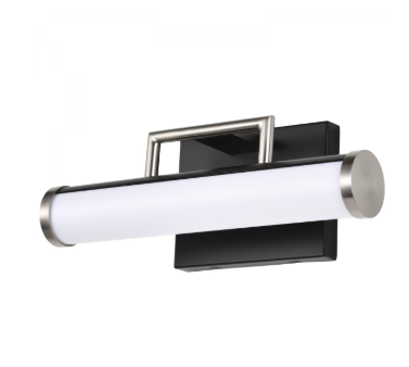 Nuvo 62-656 Solano LED Small Vanity; Black and Brushed Nickel Finish; White Acrylic Lens