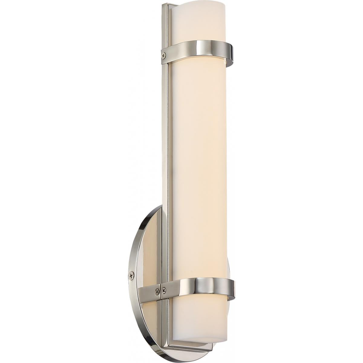 Nuvo 62-931 Slice 12" LED Wall Sconce, Polished Nickel, 3000K Warm White, Dimmable, Damp Rated