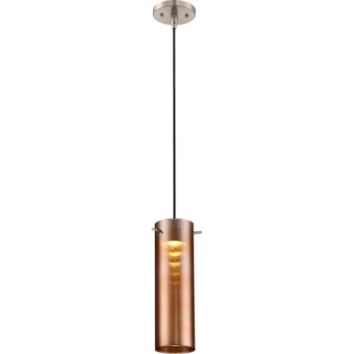 Nuvo 62-955 Pulse LED Mini Pendant, Brushed Nickel, Copper Glass Shade