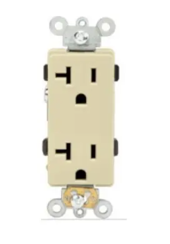 Enerlites 62001-I 20 Amp Residential Grade Decorator Duplex Receptacle, Ivory Finish