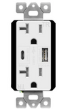 Enerlites 62001-TR2USB-1A1C-GY 20A Dual USB Type-C/Type-A Charger 5.8A W/ Tamper Resistant Duplex Receptacles, Gray Finish