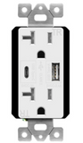 Enerlites 62001-TR2USB-1A1C-W 20A Dual USB Type-C/Type-A Charger 5.8A W/ Tamper Resistant Duplex Receptacles, White Finish