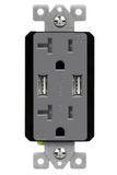 Enerlites 62001-TR2USB-CC-GY 20A Dual USB Charger 4.8A W/ Tamper Resistant Duplex Receptacles, Gray Finish