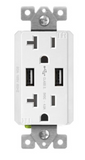 Enerlites 62001-TR2USB-S-W 20A Dual USB Charger 4A W/ Tamper Resistant Duplex Receptacles, White Finish
