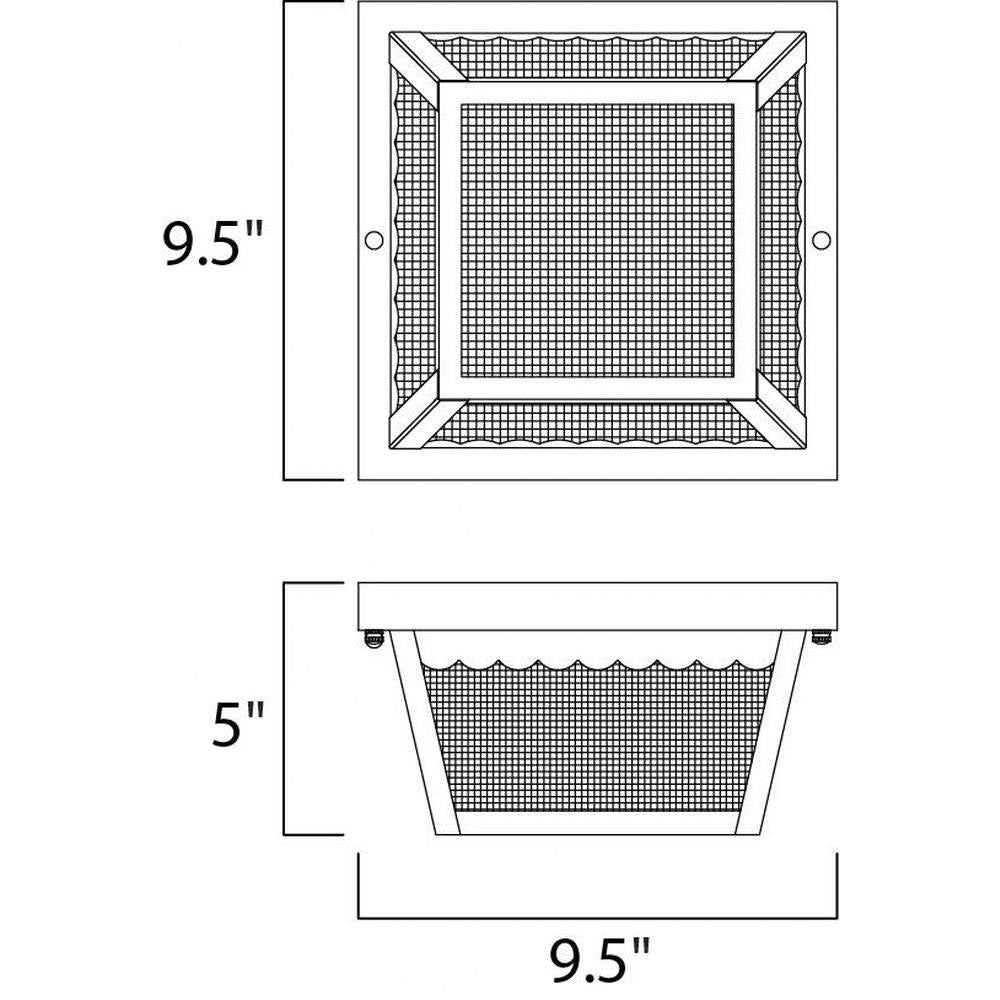 Maxim Lighting 6204FTBK Outdoor Essentials 2 Light 9.5 Inch Black Outdoor Flush Mount Dimensions Diagram