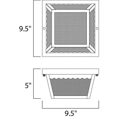 Maxim Lighting 6204FTBK Outdoor Essentials 2 Light 9.5 Inch Black Outdoor Flush Mount Dimensions Diagram