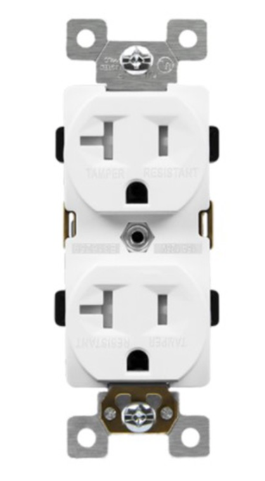 Enerlites 62080-TR-W Industrail Grade Heavy Duty 20A Tamper-Resistant Duplex Receptacle, 5-20R, White Finish