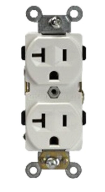 Enerlites 62080-W Industrial Grade Heavy Duty 20A Duplex Receptacle, 5-20R, White Finish