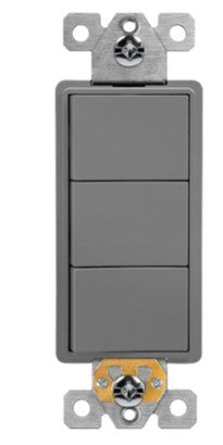 Enerlites 62755-GY Elite Series Triple Rocker Switches, Single Pole, Grey
