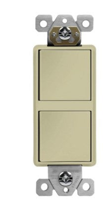 Enerlites 62834-I Dual Rocker Switches, Single Pole, Ivory